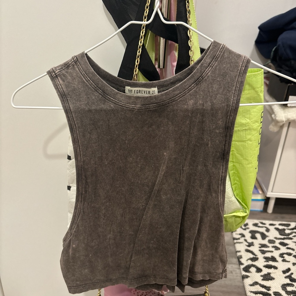 Forever 21 Brown Sleeveless Crop Top